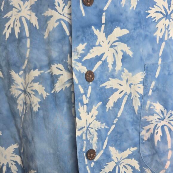 Lands End Mens Tropical Print Shirt Large 16/16.5 Palm Trees 100% Cotton Resort - Picture 4 of 8